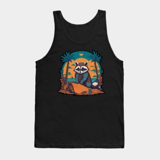 Raccoon on the beach at vacation Tank Top